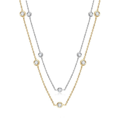 layering necklaces moissanite diamond necklace Bezel set diamond moissanites HollowayJewellery