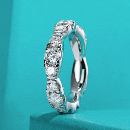 Moissanite Diamond Eternity Ring Sterling Silver