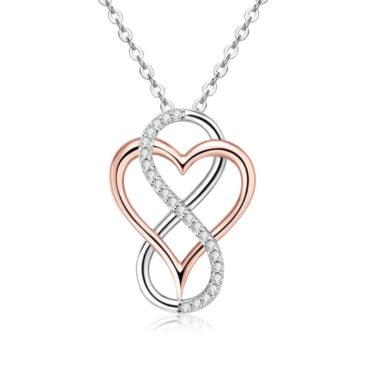 Moissanite Diamond Heart Infinity Pendant Necklace Sterling Silver