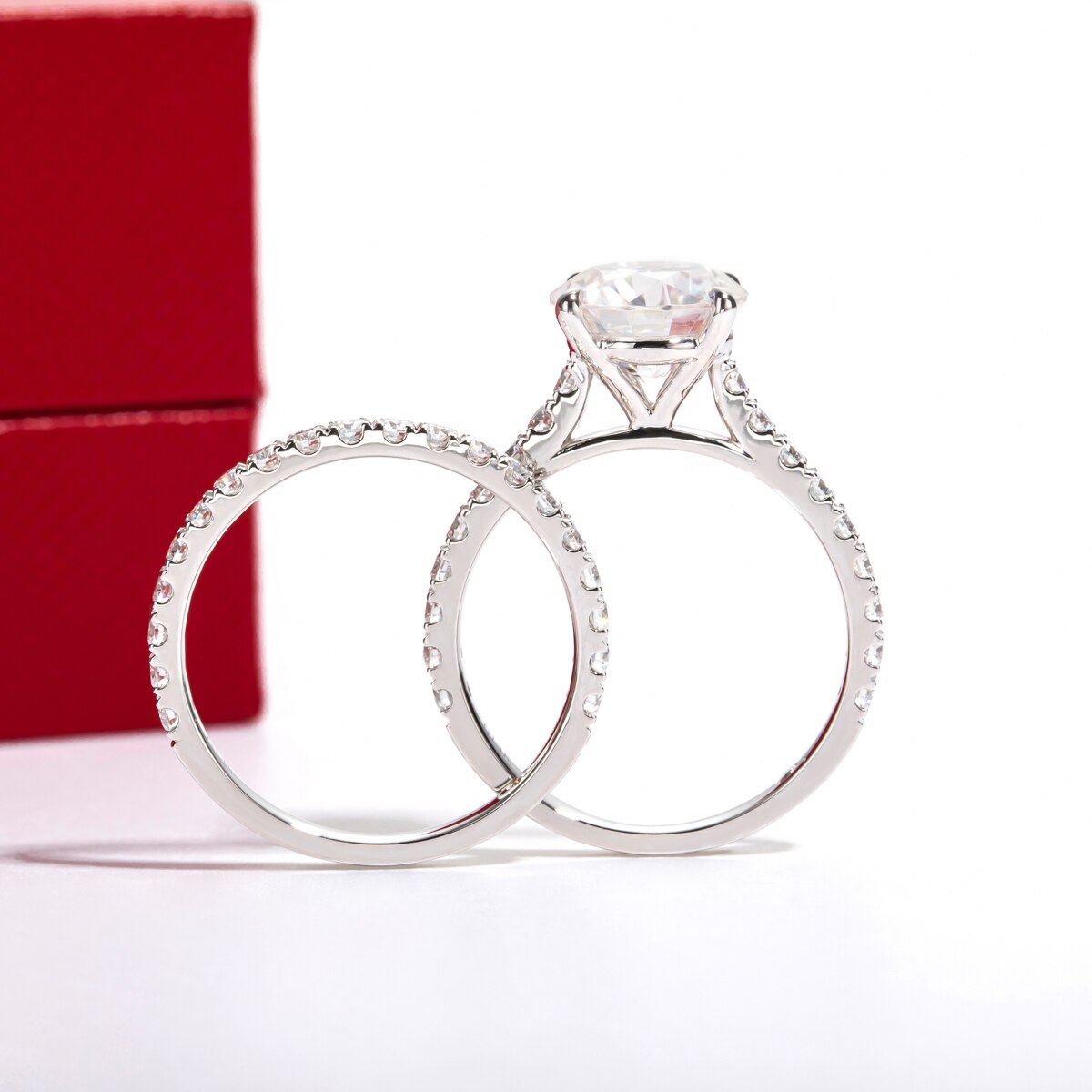 Moissanite Engagement Ring Wedding Ring Set