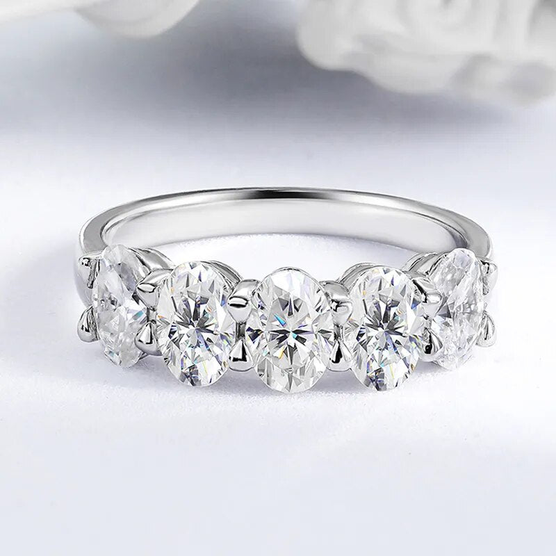 5 Stone Moissanite Diamond Ring Free Shipping UK
