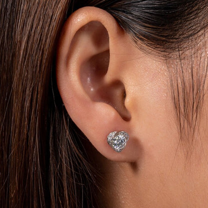 Moissanite Earrings Heart Inspired Sterling SIlver