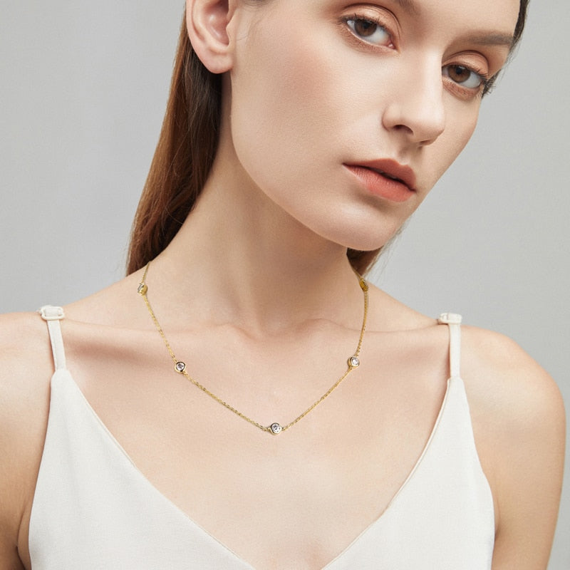 gold colour necklace moissanite diamond HJ