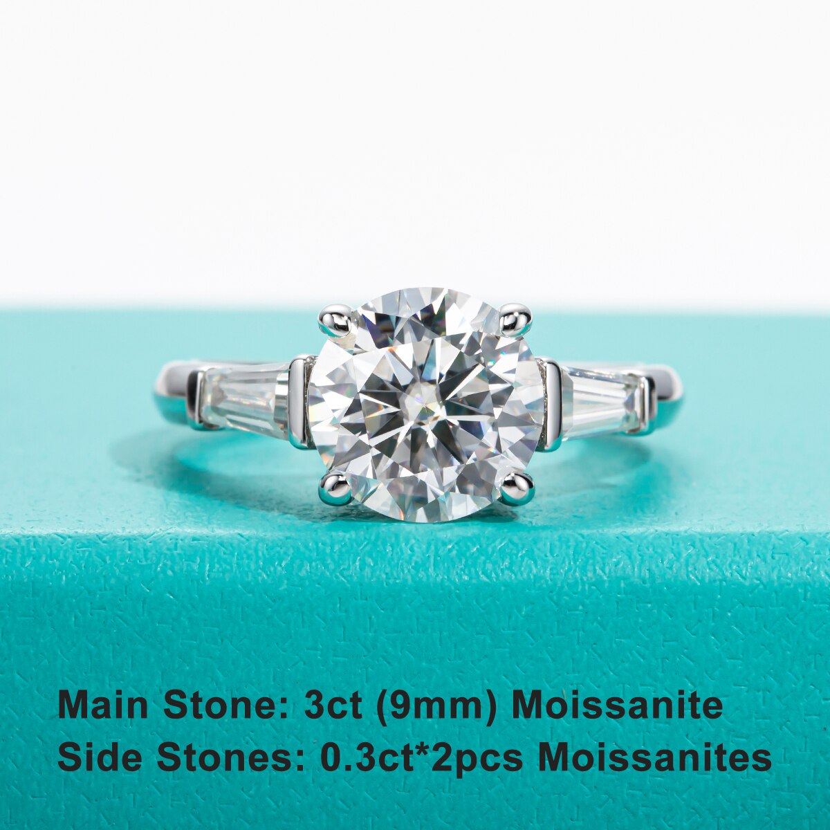 3-Stone Moissanite Diamond Engagement Ring