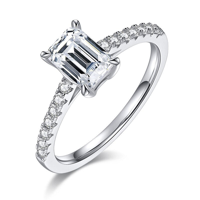 Emerald Cut Moissanite Diamond Engagement Ring UK