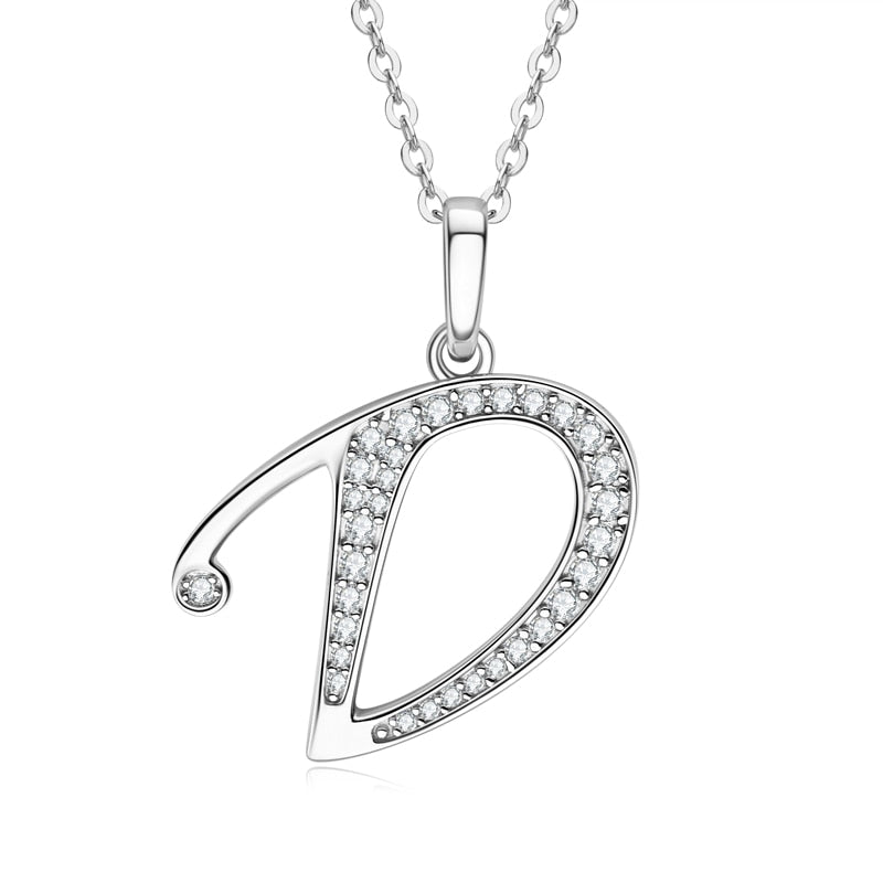 A-Z Letter Initial Moissanite Diamond Sterling Silver Pendant Necklace NZ