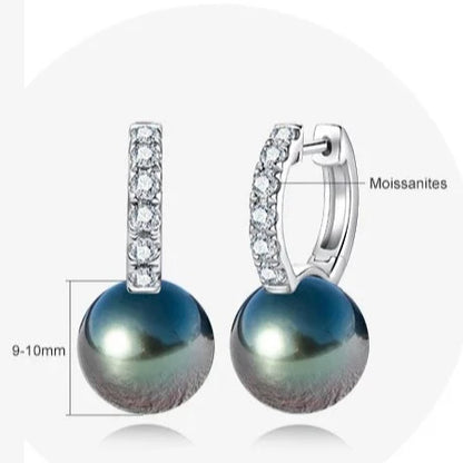 Black Pearl Moissanite Diamond Earrings US