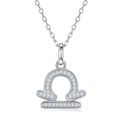 Libra Star Sign Moissanite Diamond Pendant Sterling Silver Necklace Australia