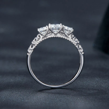 Holloway Jewellery UK Moissanite Diamond Ring Sterling Silver Vintage Ring
