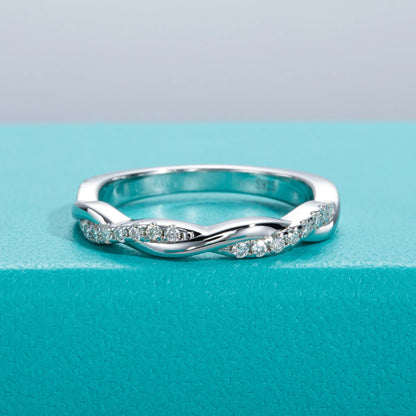 1.3mm Moissanite Wedding Band 925 Sterling Silver Half Eternity Ring