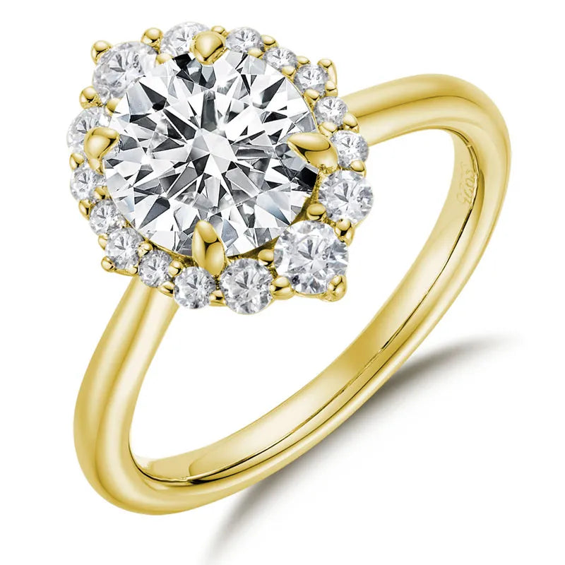 2 Carat Vintage Moissanite Diamond Halo Ring