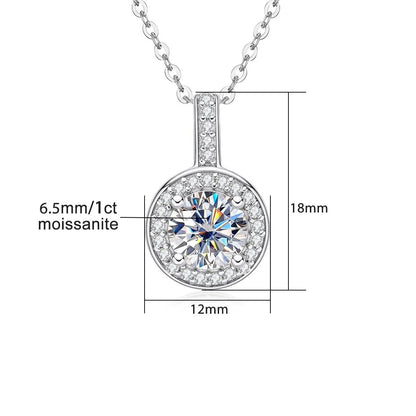 Moissanite Diamond Luxury Halo Pendant Necklace