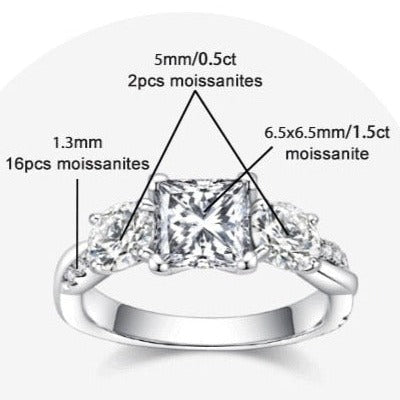 Princess Cut Three Stone Moissanite Diamond Engagement Ring UK