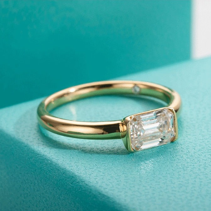 Gold Ring Emerald Diamond Moissanite 1ct Holloway Jewellery