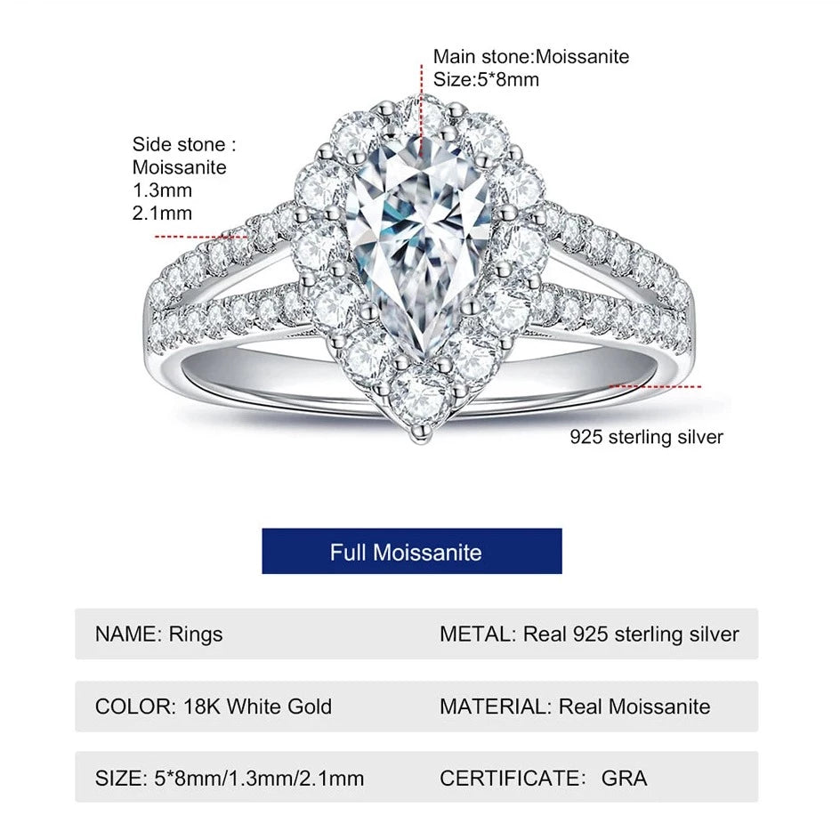 Pear Shape Moissanite Diamond Ring