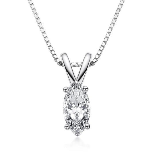 1 Carat Marquise Cut Moissanite Diamond Drop Pendant Necklace