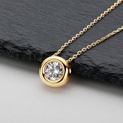 Bezel Set Diamond Necklace Holloway Jewellery Gold 1 carat Moissanite