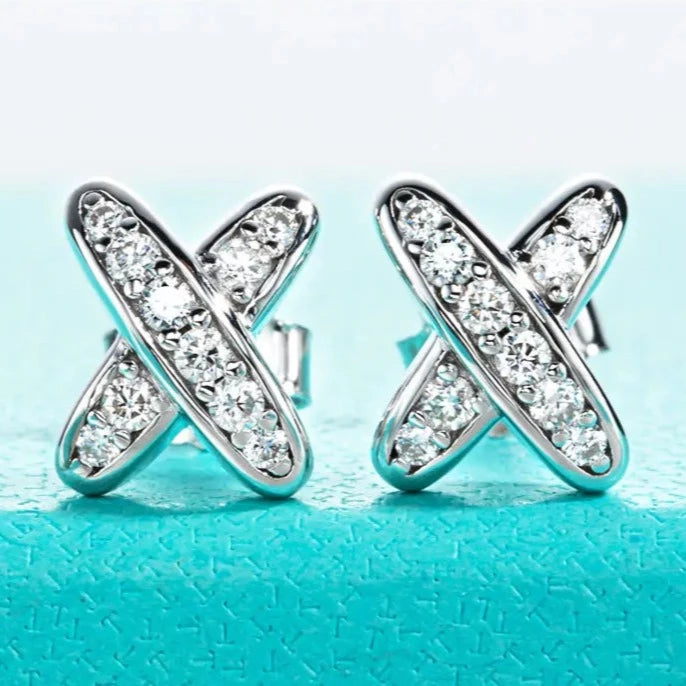 Sterling Silver Moissanite Diamond Stud Earrings