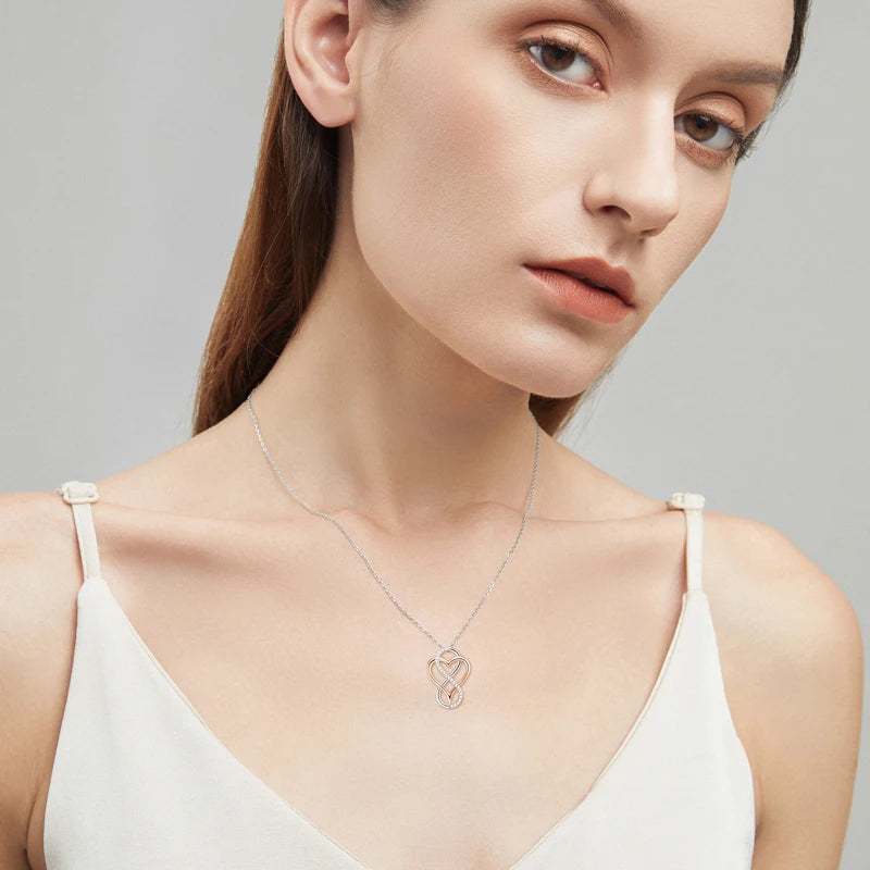 Moissanite Heart Infinity Necklace