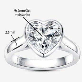 Heart Shape Moissanite Diamond Bezel Ring