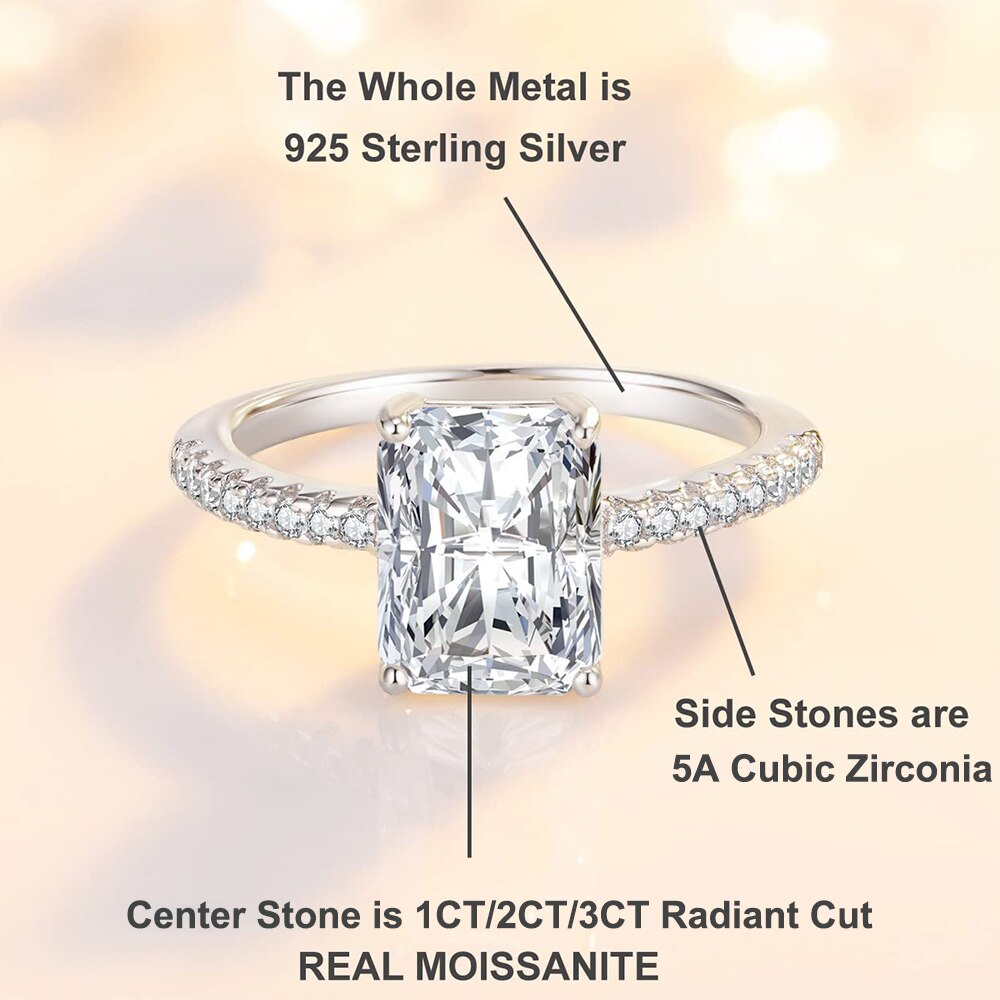 2 Carat Rectangle Cut Moissanite Ring 