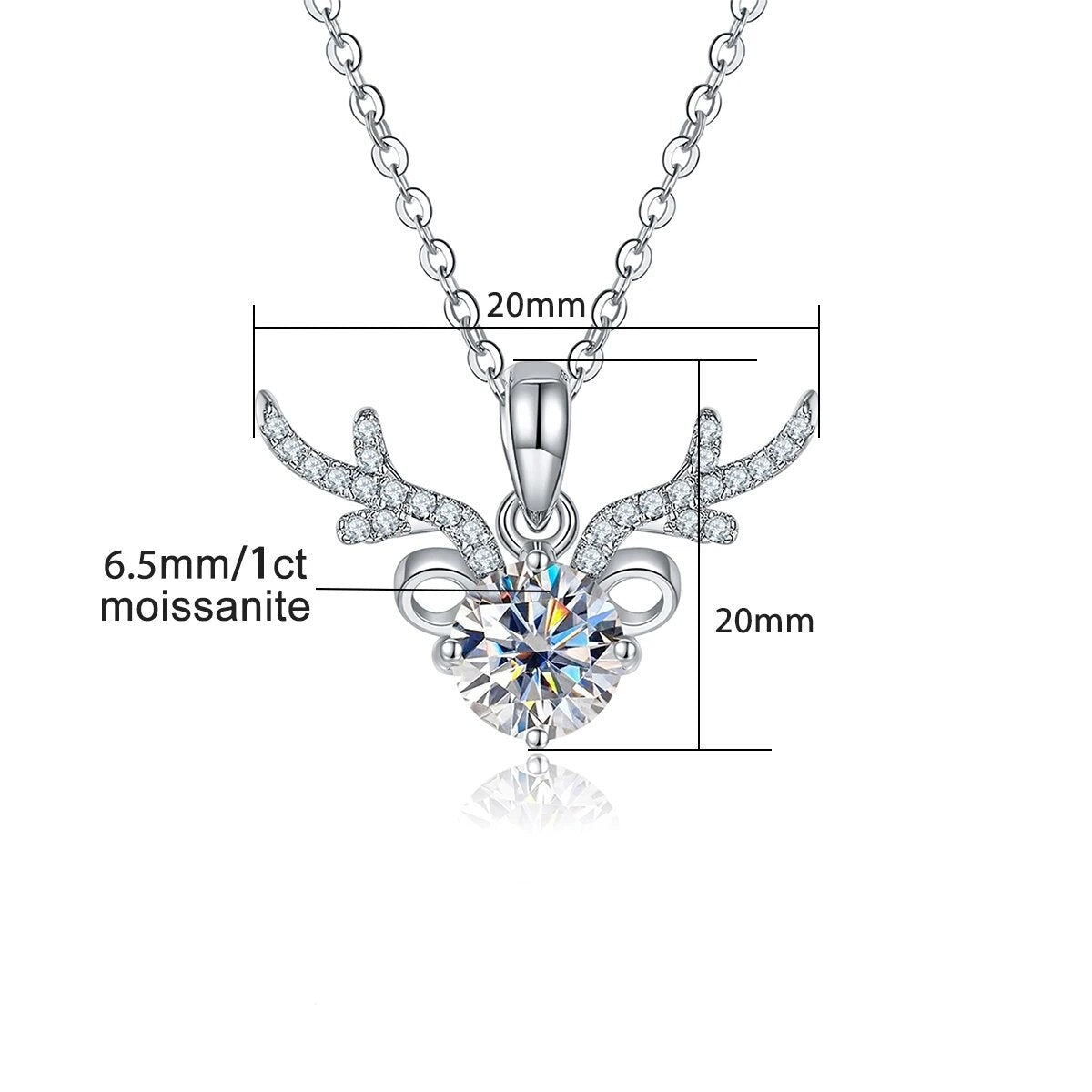 1 Carat Deer Shape Moissanite Diamond Pendant Necklace