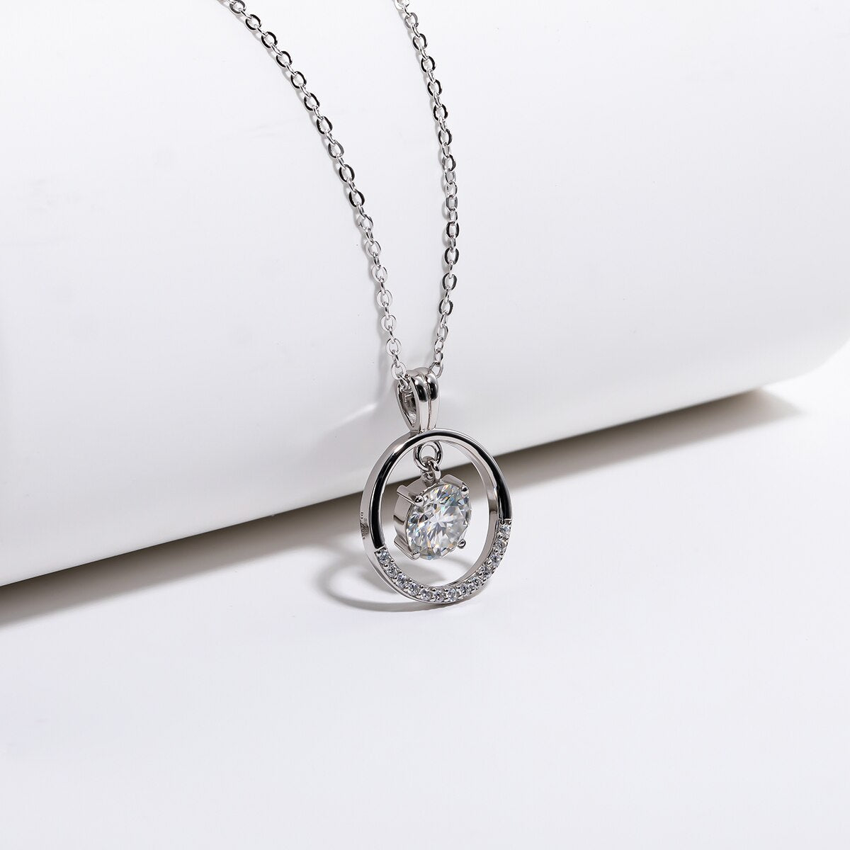 Sterling Silver Moissanite Diamond Pendant Necklace Australia