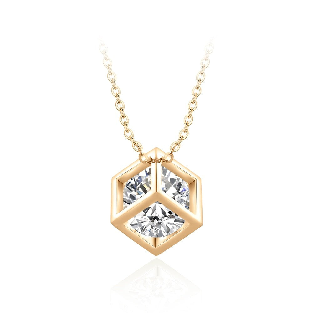 Moissanite Diamond Necklace Solid Gold Pendant