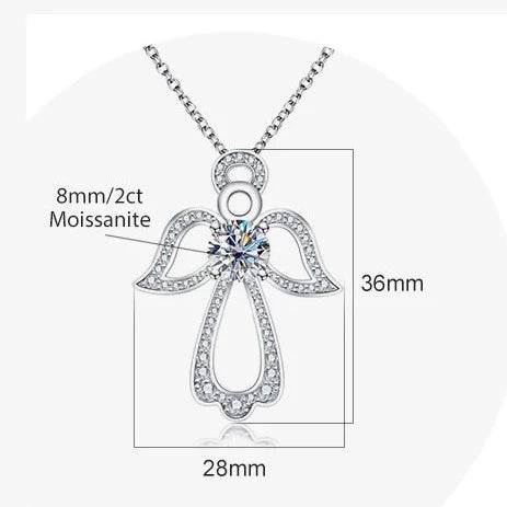 Moissanite Diamond Angel Wings Pendant Necklace