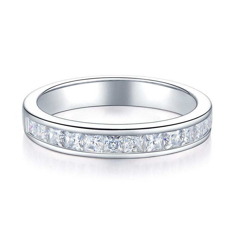 Moissanite Diamond Wedding Eternity Ring Sterling Silver