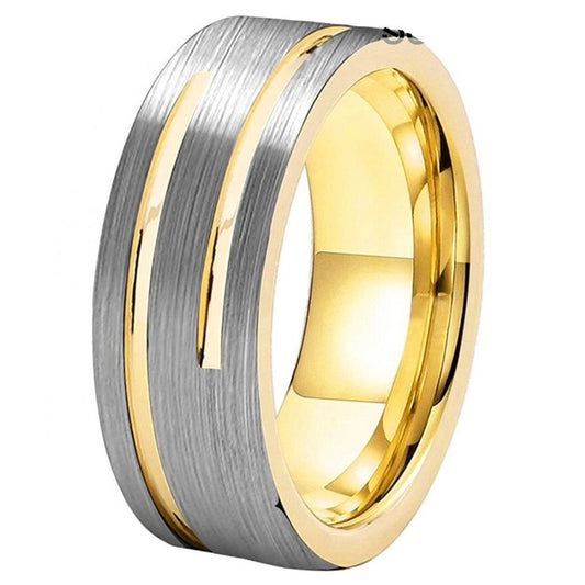 GOLD SILVER TUNGSTEN RING MENS UK