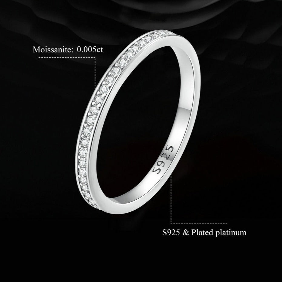 Moissanite Diamond Sterling Silver Eternity Ring Wedding Ring