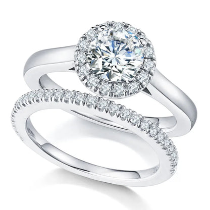 halo ring set UK Moissanite diamonds Holloway Jewellery UK