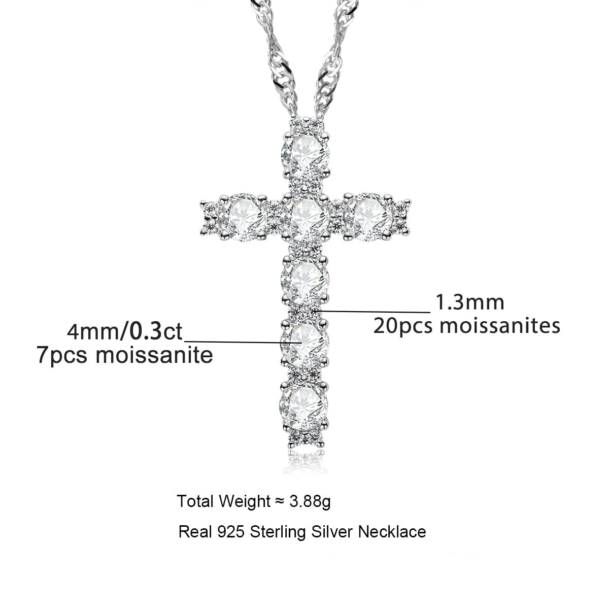 Cross Necklace Moissanite Diamond Sterling Silver UK