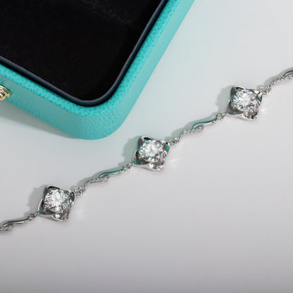 Free Shipping US Moissanite Diamond Bracelet Sterling SIlver