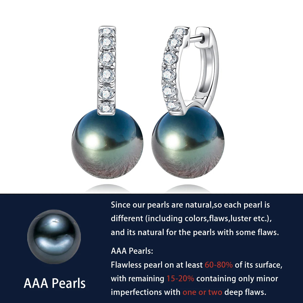 Tahitian Black Pearl Moissanite Diamond Earrings Free Shipping Canada