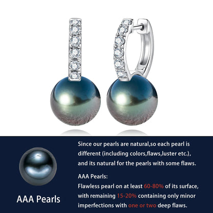 Tahitian Black Pearl Moissanite Diamond Earrings Free Shipping Canada