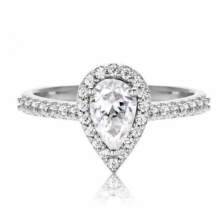 Sterling silver pear deals shaped engagement ring