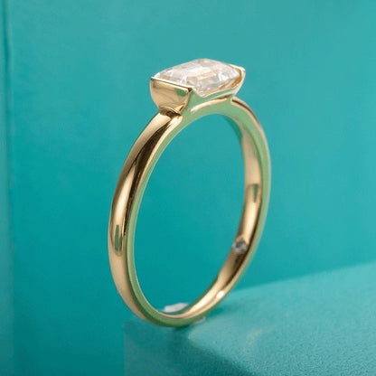 Emerald Cut Diamond Moissanite Ring GRA Moissanite Holloway Jewellery