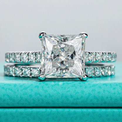 Holloway Jewellery Princess Cut Moissanite Diamond 3 Ring Set