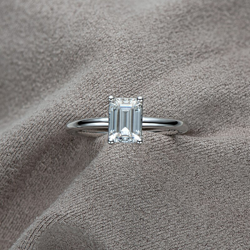 Solitaire Emerald Moissanite Diamond Ring UK