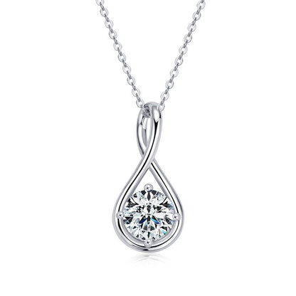 2 Carat Moissanite Diamond Pendant Necklace Sterling Silver