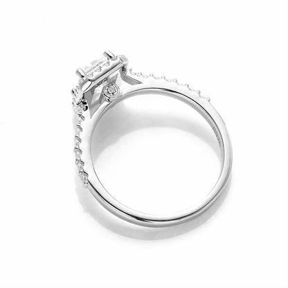 Holloway Jewellery Emerald Cut Moissanite Diamond Halo Ring