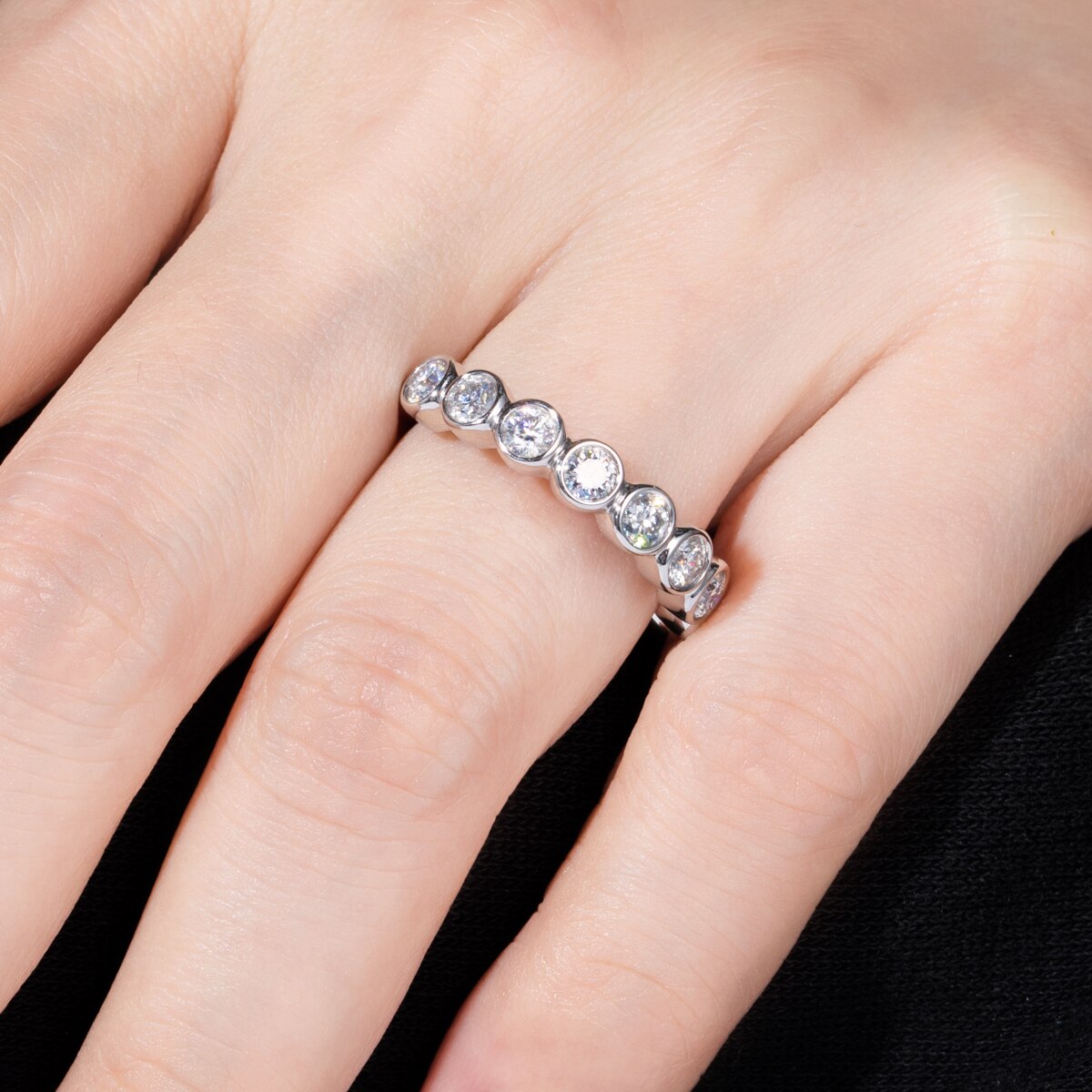 Holloway Jewellery UK Moissanite Diamond Half Eternity Ring