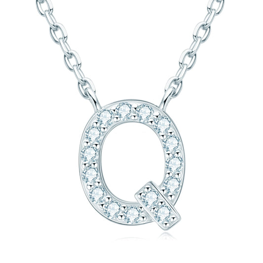 Initial Necklace Moissanite Diamond Sterling Silver Pendant