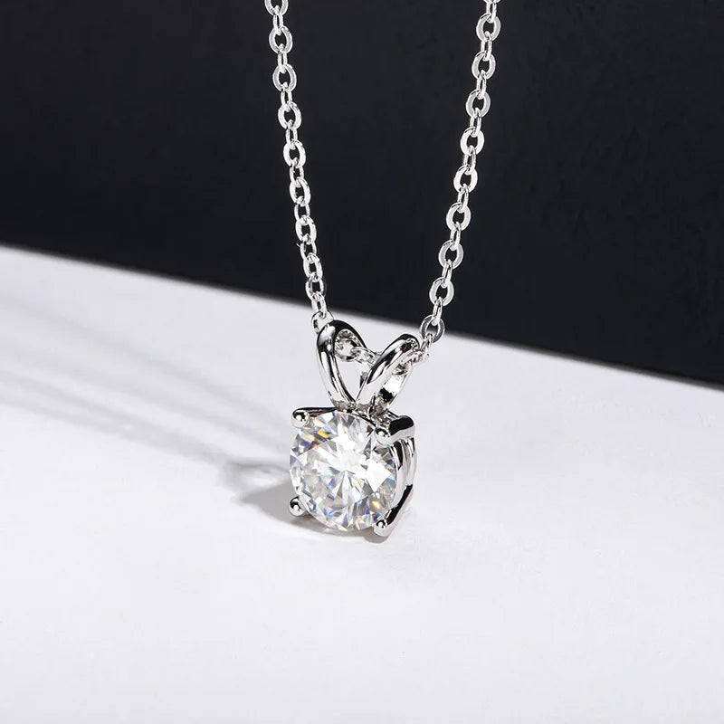 Sterling Silver Coloured Moissanite Diamond Pendant Necklace