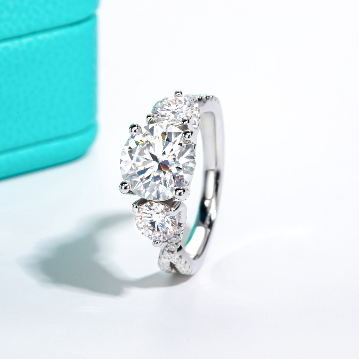 Moissanite Diamond Engagement Ring Sterling Silver
