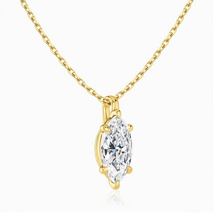 1 Carat Marquise Cut Moissanite Diamond Drop Pendant Necklace