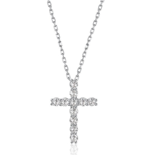 Cross Necklace Moissanite Diamond Sterling Silver Pendant