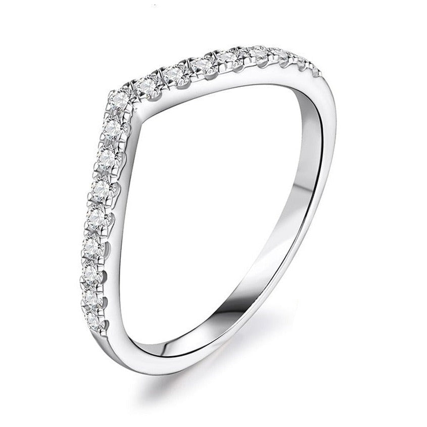 Silver Chevron Ring Moissanite Diamond Ring Holloway Jewellery 